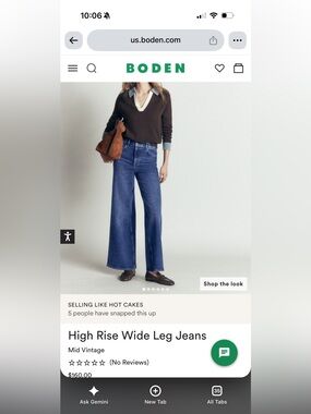 Boden high rise wide leg jeans
